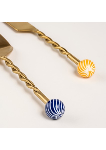 Rampur Çelik - Pirinç Servis Seti 6X30X2 cm Mavi - Sarı indirimleri