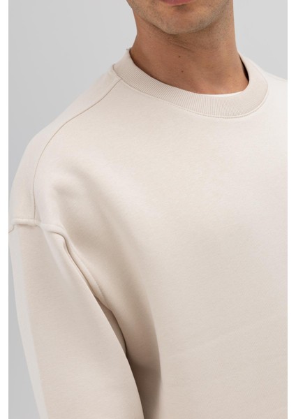 Basic Bisiklet Yaka Oversize Sweatshirt Taş indirimleri