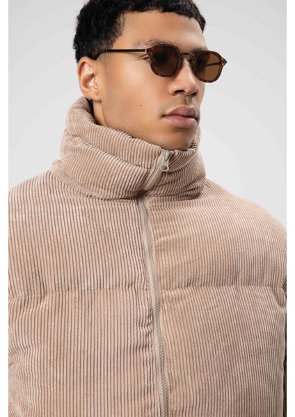 Oversize Kadife Şişme Mont Bej fırsatları