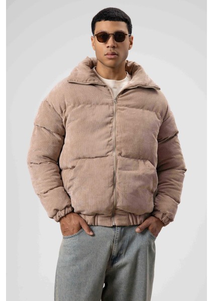 Oversize Kadife Şişme Mont Bej indirimleri