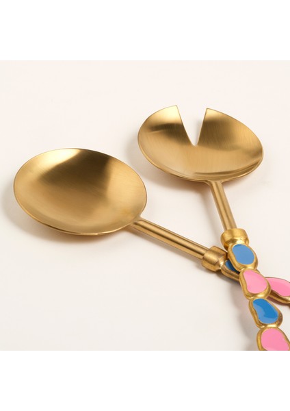 Rampur Çelik - Pirinç Salata Kaşık Seti 26 cm Pembe - Mavi fırsatları