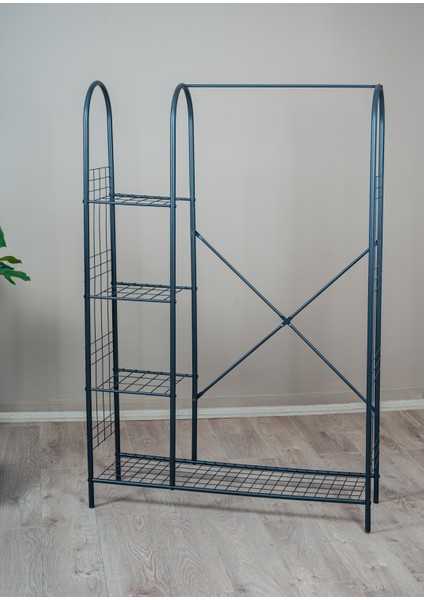 elite 5 Raflı Siyah Metal Elbise Askılık Portmanto Ayaklı Konfeksiyon Askılık modelleri