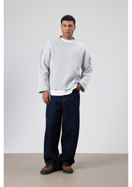 Boxy Fit Basic Sweatshirt Açık Gri fiyatları