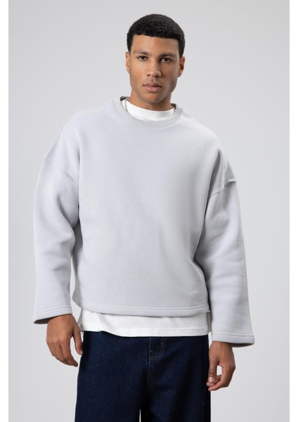 Boxy Fit Basic Sweatshirt Açık Gri modelleri
