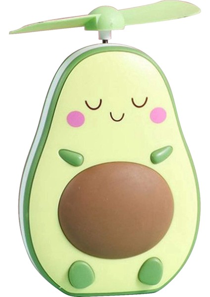 Mini LED Makyaj Aynası ve Fan 2 1 Entegre Sevimli Avokado Şeklinde Pratik Taşınabilir USB Şarj El Taşıyıcı Fan, Kahverengi (Yurt Dışından)