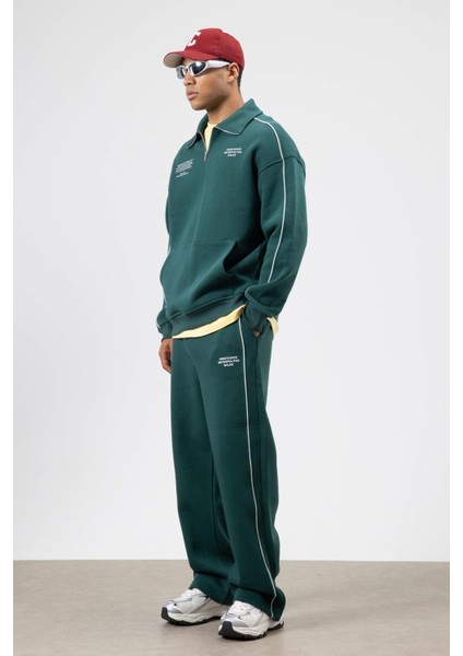 Çizgi Detaylı Oversize Eşofman Takım Nefti