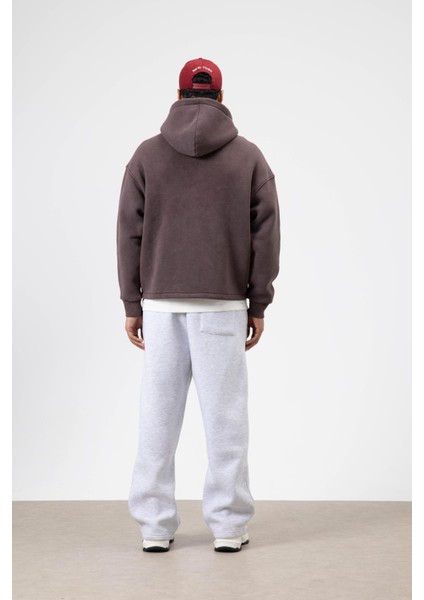 Oversize Fermuarlı Kapüşonlu Sweatshirt Kahve fiyatları