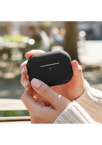 Apple Airpods Pro 2.nesil Kılıf Mat Premium Silikon Siyah