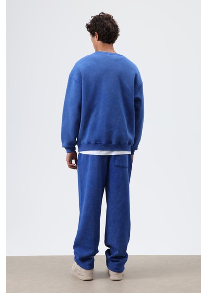 Basic Oversize Yıkamalı Sweatshirt Saks