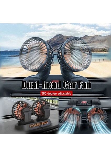 Araba Fan Kamyonu Güçlü Rüzgar USB Arayüzü Çok Fonksiyonlu Çift Başlı Elektrikli Fan (Yurt Dışından) modelleri