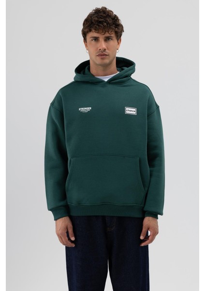 Oversize Arka Baskılı Sweatshirt Nefti