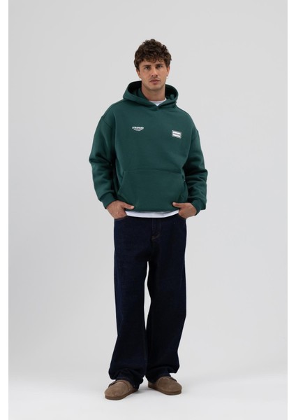 Oversize Arka Baskılı Sweatshirt Nefti indirimleri