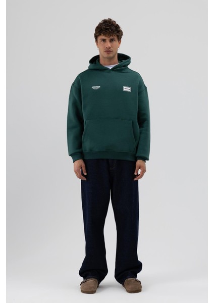 Oversize Arka Baskılı Sweatshirt Nefti