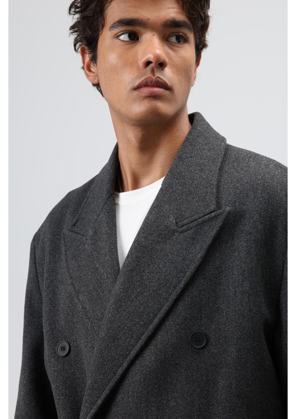 Oversize Kruvaze Kaşe Kaban Antrasit fırsatları