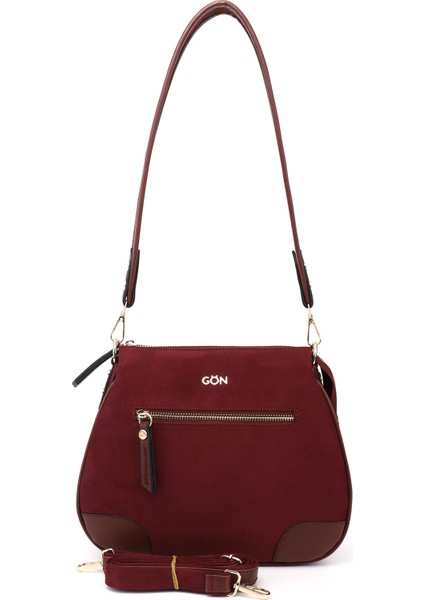 Kadın Bordo Süet Uzun Askılı Omuz Çantası