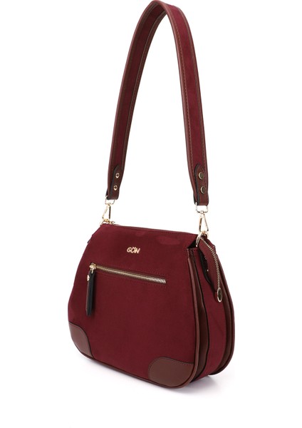 Kadın Bordo Süet Uzun Askılı Omuz Çantası modelleri