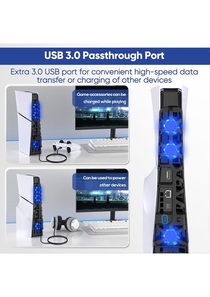 Ps5 Ince Konsol Için Soğutma Fanı, Bellek Fonksiyonu ve LED Işık, Serin Aksesuarlarla Sessiz Soğutma Sistemi -Black (Yurt Dışından) fırsatları