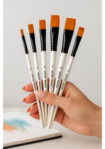 3lü Resim Fırçası Seti Liner-Dün Kesik-Yan Kesik Yağlıboya Akrilik Guaj Toplam 18 Adet fiyatları