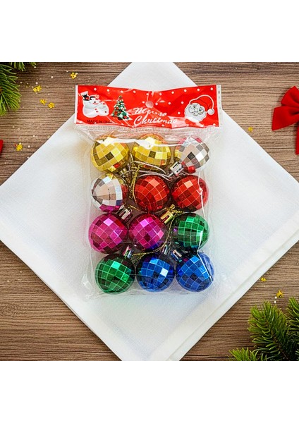 Desenli Parlak Top Yılbaşı Süsü 12 Li Küçük Boy Karışık Renk (2505081) fiyatları