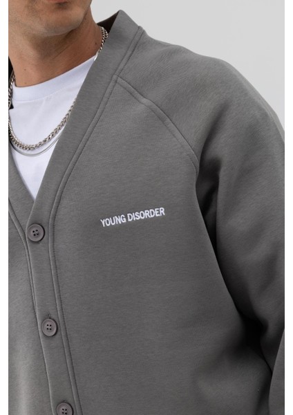 Oversize Düğmeli Sweatshirt Füme fırsatları