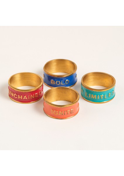 Rampur Çelik - Pirinç Peçete Halkası 5 cm Altın - Renkli