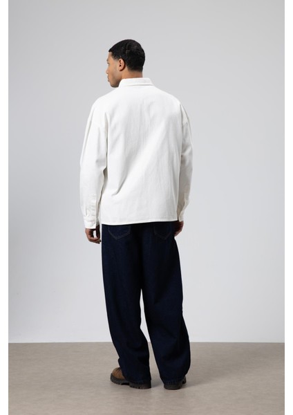 Oversize Gabardin Gömlek Ceket Beyaz fırsatları