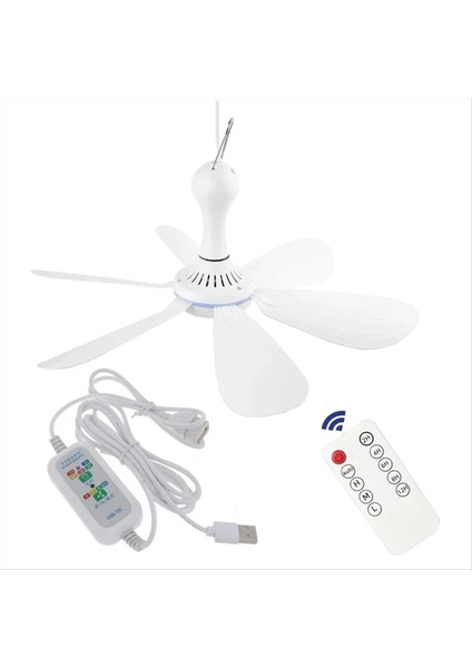 Sessiz 6 Uzaktan Kumanda Zamanlaması ile USB Destekli Tavan Gölgelik Fanı, Kamp Yatağı Yurt Için 4 Vitesli Asılı Fan Bırakır (Yurt Dışından)