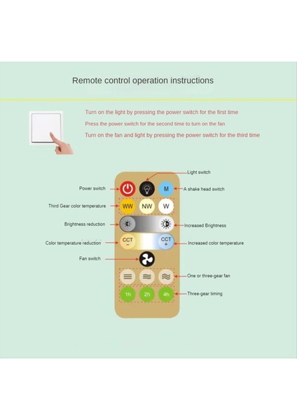 48W LED Işık Uzaktan Kumandalı Tavan Fanı 360 ° Döner Soğutma Elektrikli Fan Işık Iç Mekan Dekoratif Tavan Işığı A (Yurt Dışından)