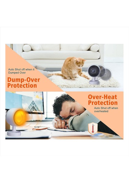 Mini Isıtıcı, Boşluk Isıtıcı, Ofis Için 500W Masa Isıtıcısı, 160 ° Yanal Otomatik Salınım 3 Dişli Ayarlanabilir, Ptc Seramik Ab Fişi (Yurt Dışından) modelleri