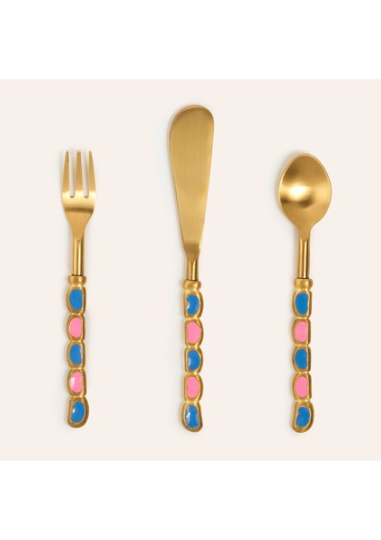 Rampur Çelik - Pirinç Çkb Seti 2X17X1 cm Pembe - Mavi