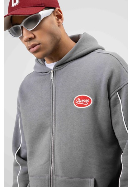 Çizgi Detaylı Oversize Eşofman Takım Füme modelleri