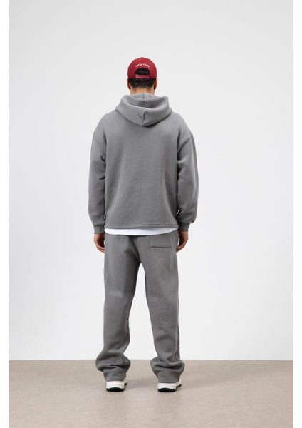 Çizgi Detaylı Oversize Eşofman Takım Füme fırsatları