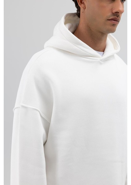 Basic Oversize Dikişsiz Kapüşonlu Sweatshirt Ekru fiyatları