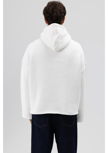 Basic Oversize Dikişsiz Kapüşonlu Sweatshirt Ekru modelleri