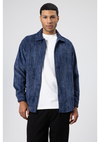 Oversize Dokulu Gömlek Lacivert fiyatları