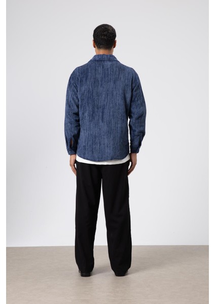 Oversize Dokulu Gömlek Lacivert fırsatları