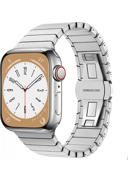 Apple Watch 38MM KR413 Fine Steel Kordon - Gümüş