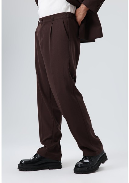 Oversize Kruvaze Takım Elbise Koyu Kahve