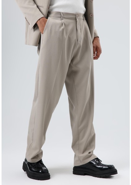 Oversize Kruvaze Takım Elbise Taş