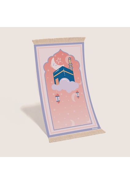 Ay Yıldızlı Kabe Tasarımlı Süngerli Çocuk Seccadesi fiyatları