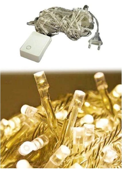 LED Işık 10 Metre Fişli 100 Ampül Multı Functıon Yılbaşı Ağaç Süsü