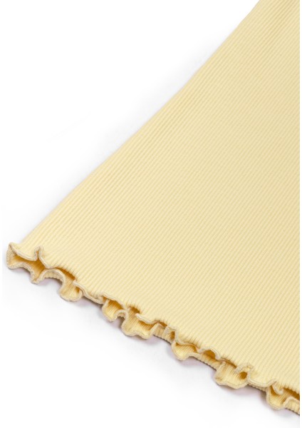 Kare Yaka Ribana Uzun Kollu Pijama Takımı / Sarı indirimleri