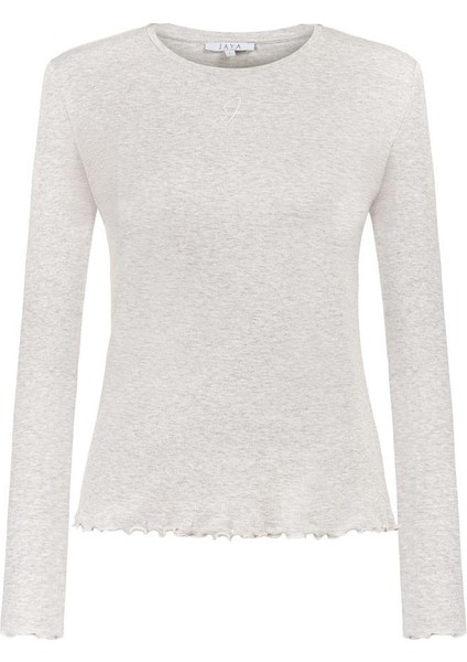 Yuvarlak Yaka Uzun Kollu Pijama Takımı / Bej melanj fiyatları