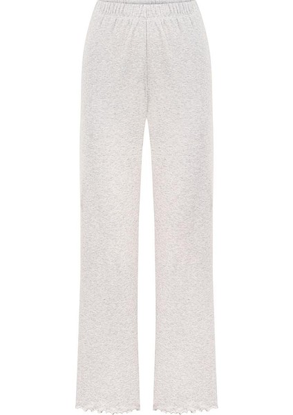 Yuvarlak Yaka Uzun Kollu Pijama Takımı / Bej melanj modelleri