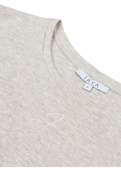 Yuvarlak Yaka Uzun Kollu Pijama Takımı / Bej melanj fırsatları