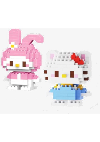 Sanrio Ikonları: Hello Kitty & My Melody Çift Nano Blok Seti | Kawaii Yapı Koleksiyonu