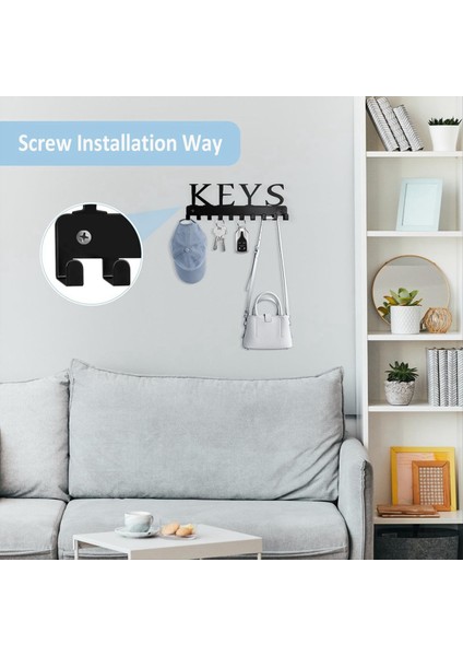Anahtar Tutucu Duvar Montajı, Siyah Anahtar Askı Duvar Dekoratif Anahtar Raf Organizatör Metal Anahtarlık Tutucu 10 Anahtar Kancalı (Yurt Dışından) indirimleri