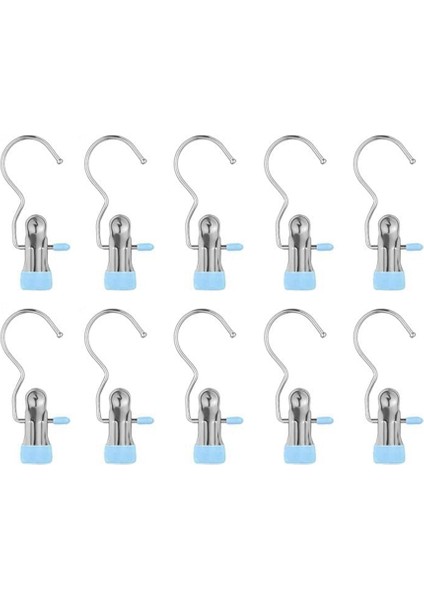 Ağır Hizmet Tipi Asılı Kancalar, Dolap Için Yeni Bot Askıları, Çamaşır Kancaları Asılı Klipsli Kıyafetler, Şapka Pantolon Havlu Mavi 10 Adet (Yurt Dışından)