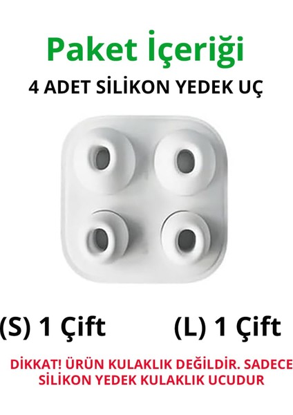 Apple Airpods Pro/pro 2 Ile Uyumlu Üretilmiş Yedek Silikon Kulaklık Ucu (S/l) 2 Li Set indirimleri