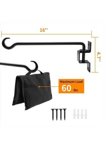 16 Inç 2 Paket Döner Bitki Askıları Açık Ağır Hizmet Tipi- Çiçek Sepetleri Için Asılı Kanca Braketi Kaplar Kuş Besleyici (Yurt Dışından) modelleri